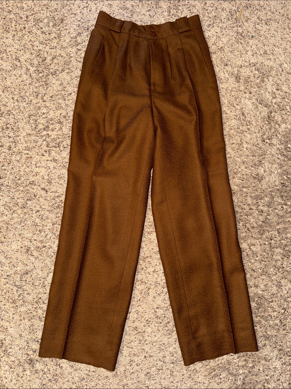 Giorgio Sant Angelo 100% wool High-Waist Straight-Leg Trousers - Brown